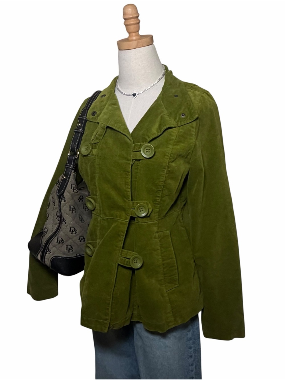 Mossimo Supply Co Green Velvet Military Utility Jacket Large